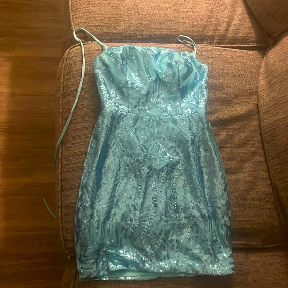 Teal,shimmer mini dress
